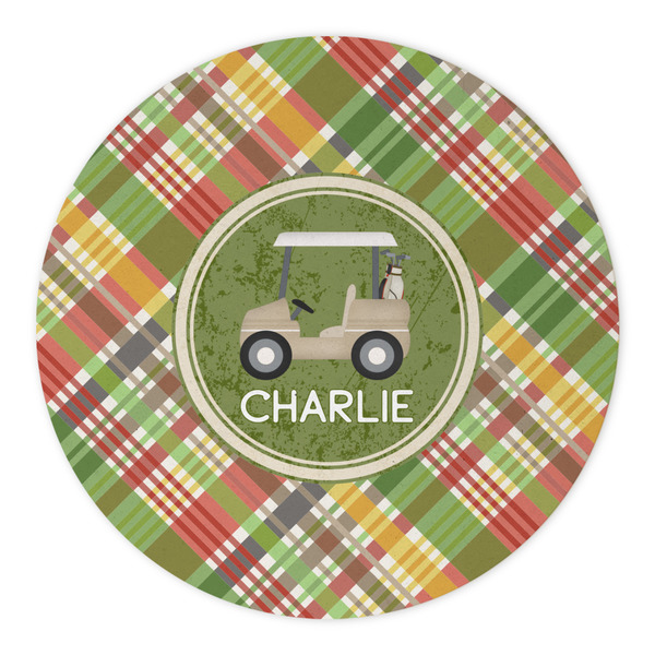 Golfer's Plaid Round Paper Coaster - Approval