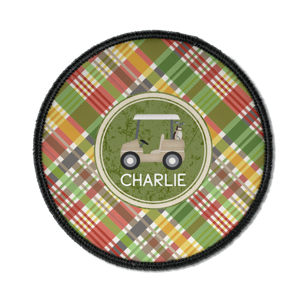Custom Golfer's Plaid Iron On Round Patch w/ Name or Text