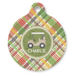 Golfer's Plaid Round Pet ID Tag - Large (Personalized)