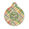 Golfer's Plaid Round Pet ID Tag - Small (Personalized)