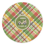 Golfer's Plaid Round Stone Trivet (Personalized)
