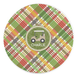 Golfer's Plaid Round Stone Trivet (Personalized)