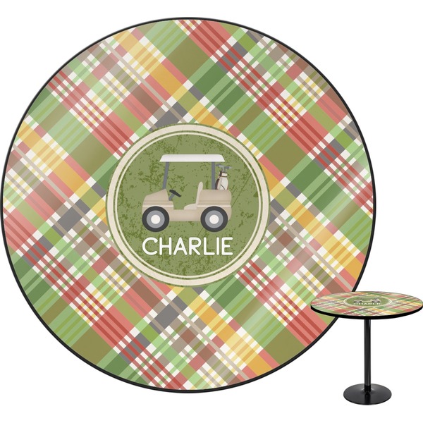 Custom Golfer's Plaid Round Table - 24" (Personalized)