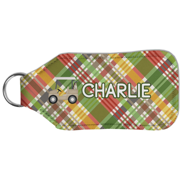 Golfer's Plaid Sanitizer Holder Keychain - Large (Back)