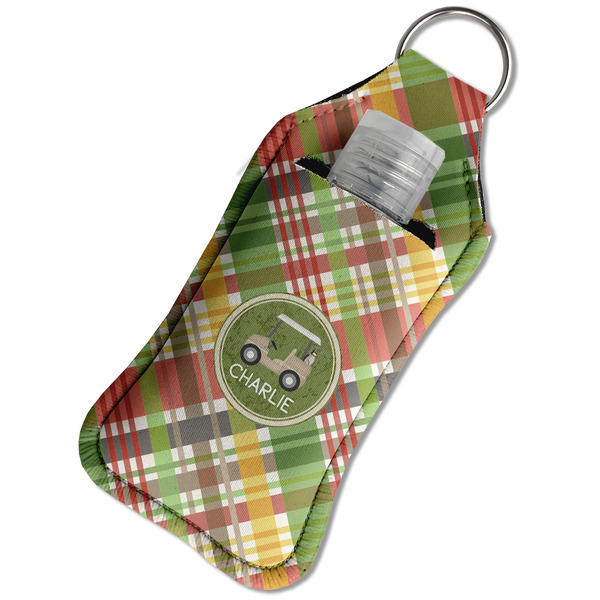 Golfer's Plaid Sanitizer Holder Keychain - Large in Case