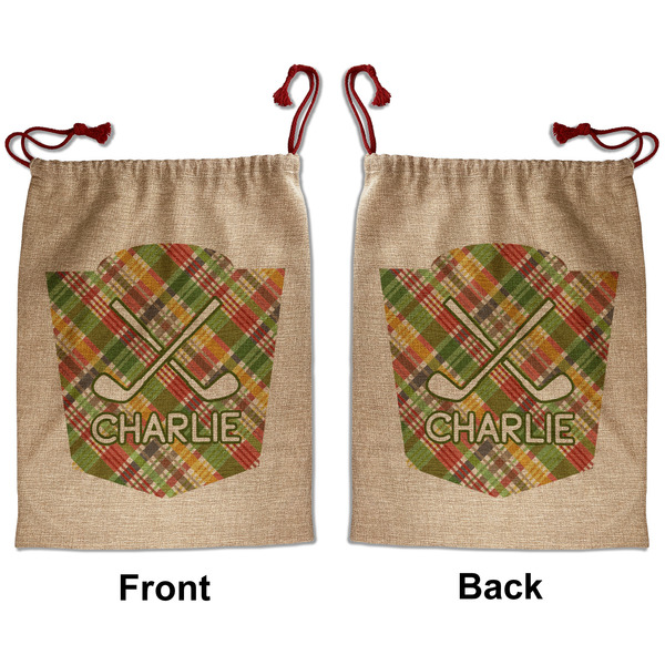 Custom Golfer's Plaid Santa Sack - Front & Back (Personalized)
