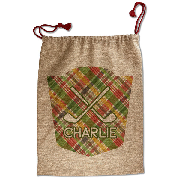 Golfer's Plaid Santa Bag - Front