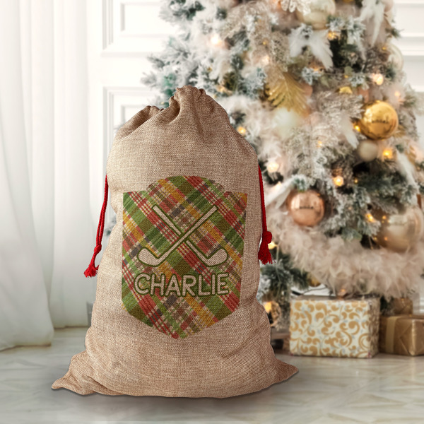 Golfer's Plaid Santa Bag - Lifestyle