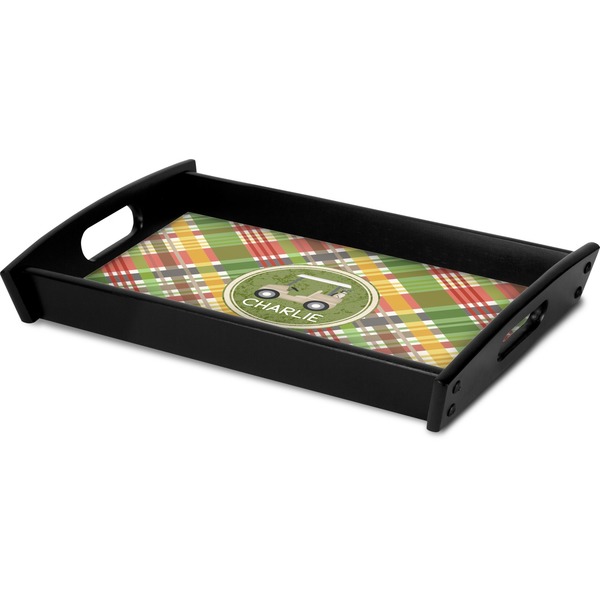 Golfer's Plaid Serving Tray Black - Corner