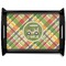 Golfer's Plaid Black Wooden Tray - Large (Personalized)