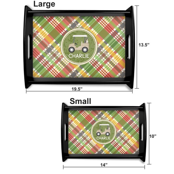 Golfer's Plaid Serving Tray Black Sizes