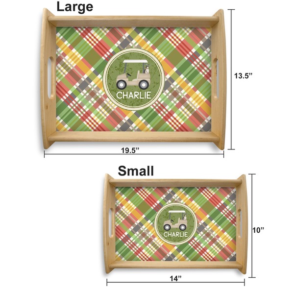 Golfer's Plaid Serving Tray Wood Sizes