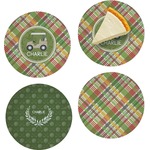 Golfer's Plaid Set of 4 Glass Appetizer / Dessert Plate 8" (Personalized)