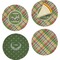 Golfer's Plaid Set of 4 Glass Appetizer / Dessert Plate 8" (Personalized)