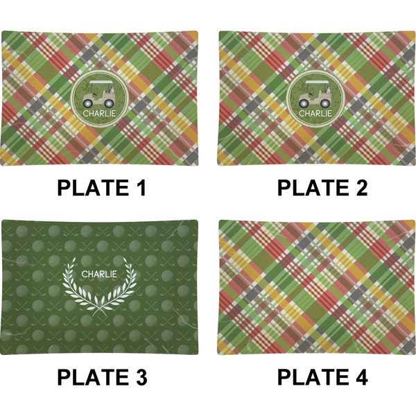 Golfer's Plaid Set of Rectangular Appetizer / Dessert Plates (Approval)