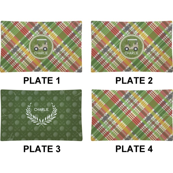 Golfer's Plaid Set of Rectangular Dinner Plates (Approval)