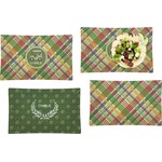 Golfer's Plaid Set of 4 Glass Rectangular Lunch / Dinner Plate (Personalized)