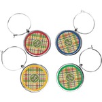 Golfer's Plaid Wine Charms (Set of 4) (Personalized)