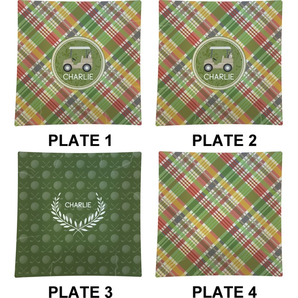 Golfer's Plaid Set of Square Dinner Plates (Approval)