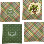 Golfer's Plaid Set of 4 Glass Square Lunch / Dinner Plate 9.5" (Personalized)