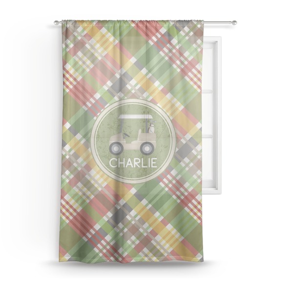 Custom Golfer's Plaid Sheer Curtain (Personalized)