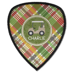 Golfer's Plaid Iron on Shield Patch A w/ Name or Text