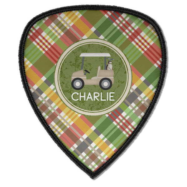 Custom Golfer's Plaid Iron on Shield Patch A w/ Name or Text