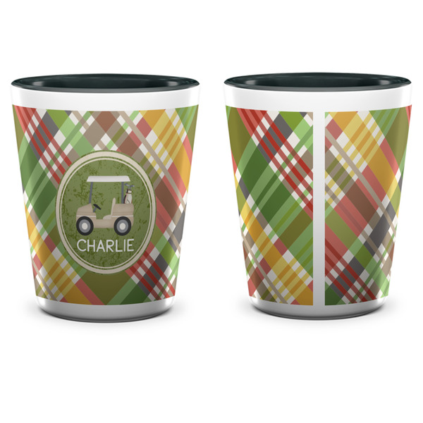 Golfer's Plaid Shot Glass - Two Tone - APPROVAL