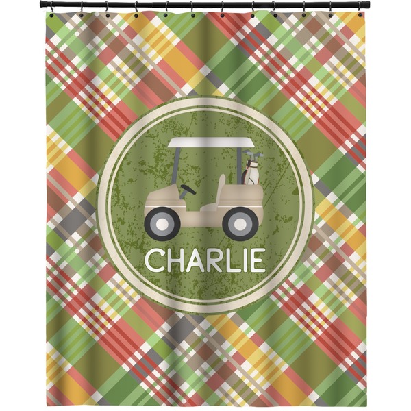 Custom Golfer's Plaid Extra Long Shower Curtain - 70"x84" (Personalized)