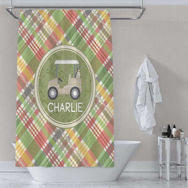 Golfer's Plaid Shower Curtain Lifestyle