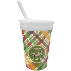 Golfer's Plaid Sippy Cup with Straw (Personalized)