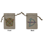 Golfer's Plaid Small Burlap Gift Bag - Front & Back (Personalized)