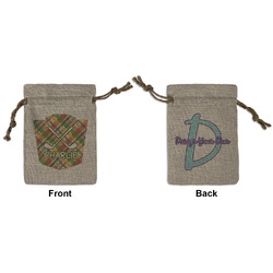 Golfer's Plaid Small Burlap Gift Bag - Front & Back (Personalized)