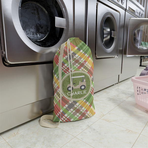 Golfer's Plaid Small Landry Bag - In Context