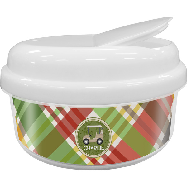 Custom Golfer's Plaid Snack Container (Personalized)