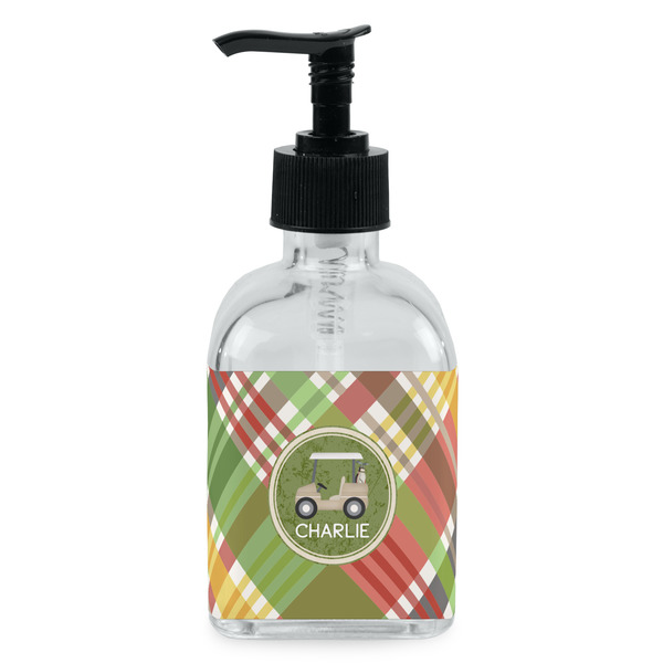 Custom Golfer's Plaid Glass Soap & Lotion Bottle - Single Bottle (Personalized)