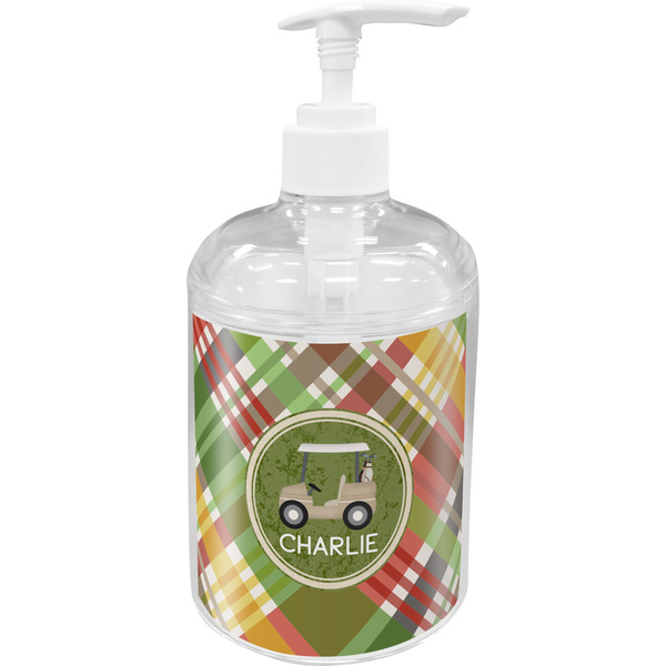 Custom Golfer's Plaid Acrylic Soap & Lotion Bottle (Personalized)