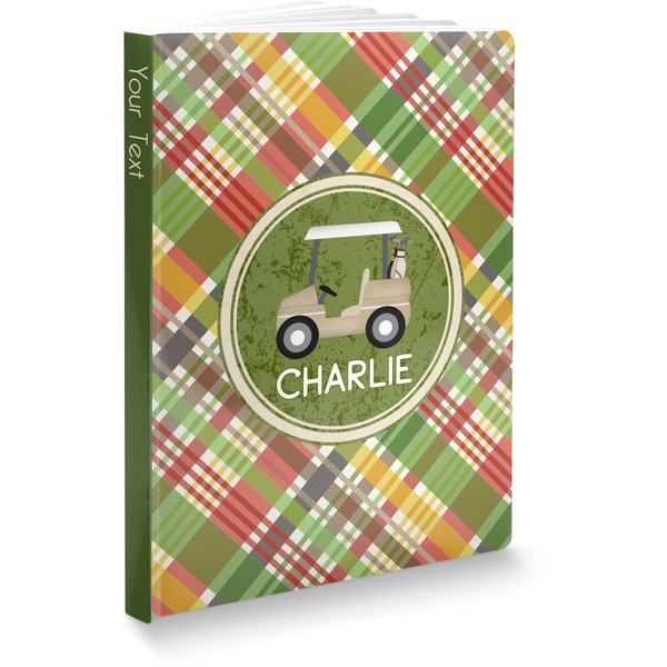 Custom Golfer's Plaid Softbound Notebook - 7.25" x 10" (Personalized)