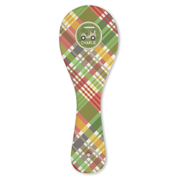 Custom Golfer's Plaid Ceramic Spoon Rest (Personalized)