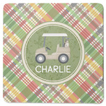 Golfer's Plaid Square Rubber Backed Coaster (Personalized)