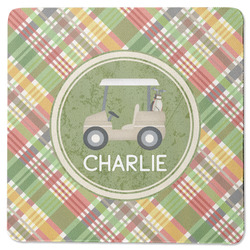 Golfer's Plaid Square Rubber Backed Coaster (Personalized)