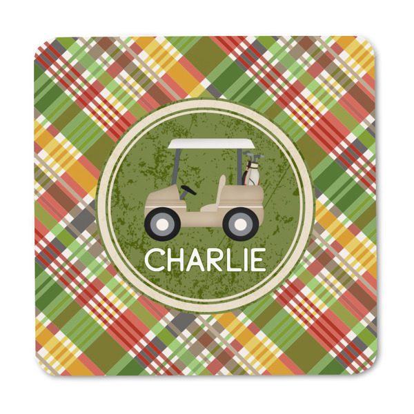 Golfer's Plaid Square Fridge Magnet - FRONT