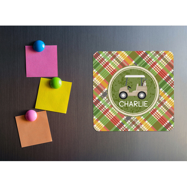 Golfer's Plaid Square Fridge Magnet - LIFESTYLE