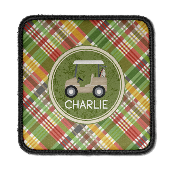 Custom Golfer's Plaid Iron On Square Patch w/ Name or Text