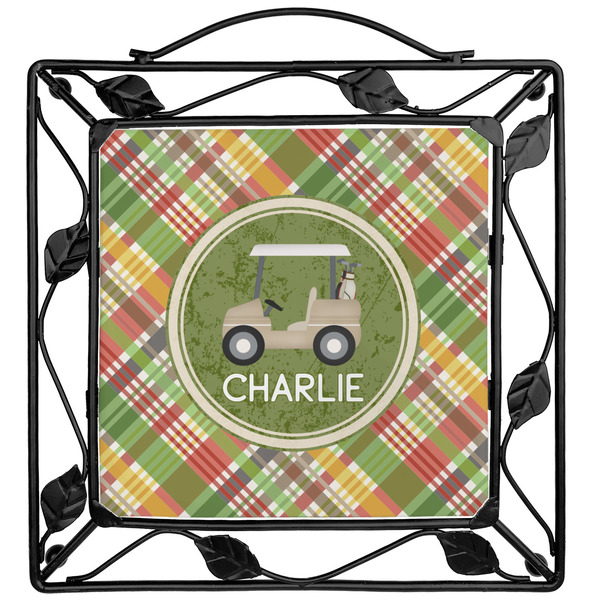 Custom Golfer's Plaid Square Trivet (Personalized)