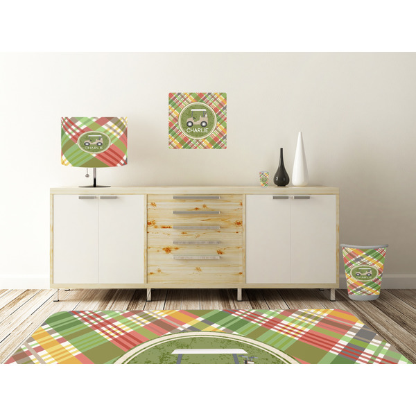 Golfer's Plaid Square Wall Decal Wooden Desk