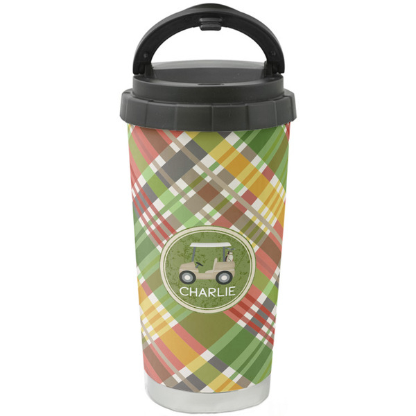 Custom Golfer's Plaid Stainless Steel Coffee Tumbler (Personalized)