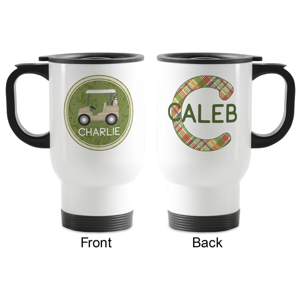 Golfer's Plaid Stainless Steel Travel Mug with Handle - Apvl