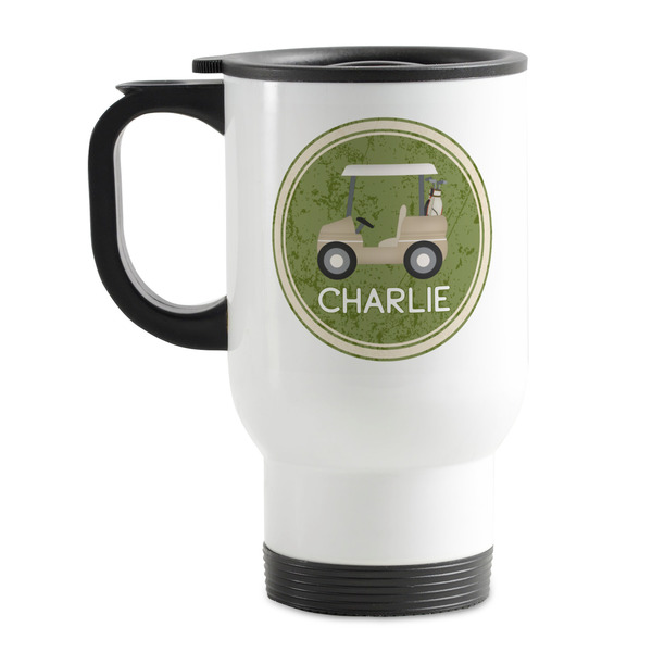 Custom Golfer's Plaid Stainless Steel Travel Mug with Handle