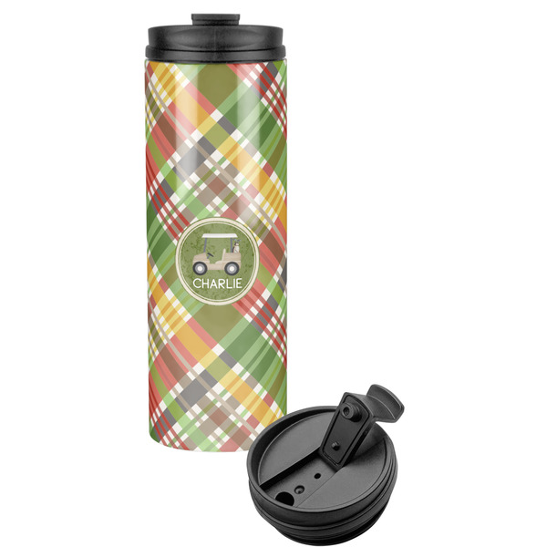 Custom Golfer's Plaid Stainless Steel Skinny Tumbler (Personalized)